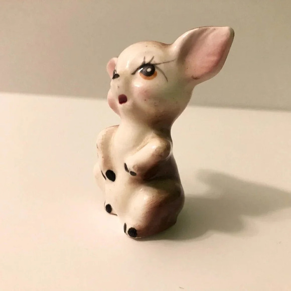 Vintage Tiny Deer Fawn Ceramic Figurine Japan 2.25  Inch Tall Collectible Figure - Picture 2 of 11